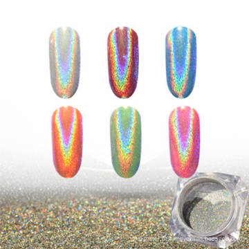 pigmento holográfico, pó de unha glitter holográfico com a cor do arco-íris